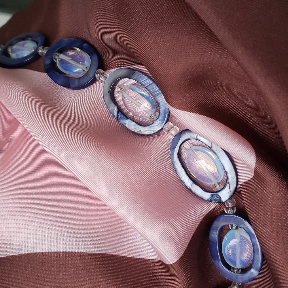 🔥HP🔥 VTG Opalite / Abalone Link Necklaces, blue tone - Picture 13 of 13